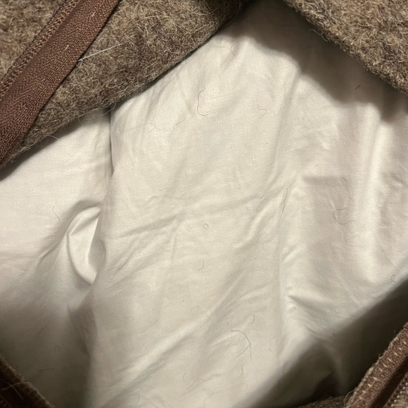 Hand Felted Wool Christmas Pillow - JOY Wreath in Natural Gray - 20" - Picture 3 of 5